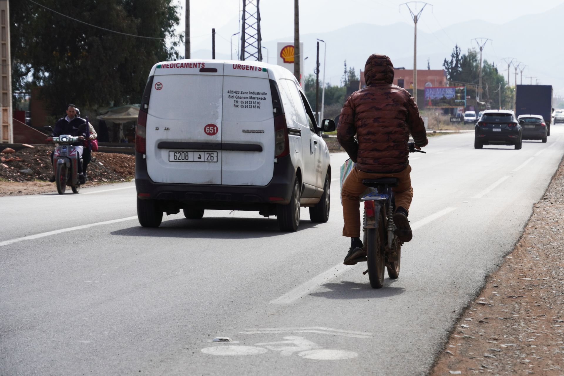 Image shows a cycle lane in Marrackech, Morocco