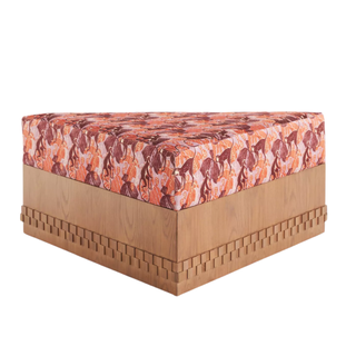 triangular ottoman with velvet patterned cushion