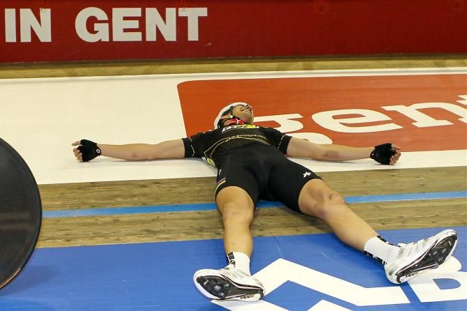 Franco Marvulli after breaking the 500m record