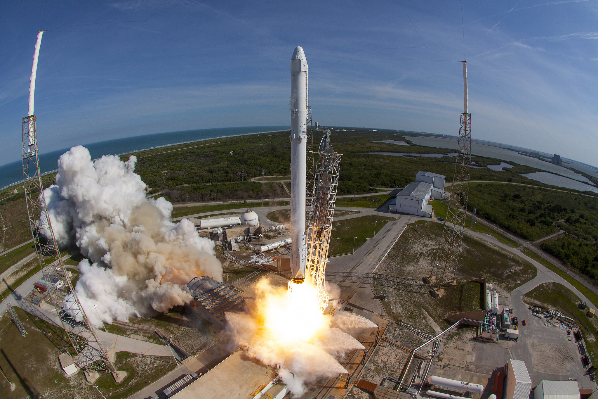 A SpaceX Falcon 9 rocket and Dragon spacecraft lift off from Space Launch Complex 40 at the Cape Canaveral Air Force Station in April 8, 2016 in Florida in this file photo. SpaceX will launch its next Dragon cargo mission for NASA from the pad on Dec. 11,