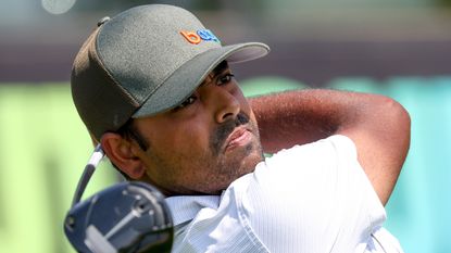 Anirban Lahiri takes a shot a the 2022 LIV Golf Jeddah event