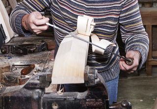 Cricket Bat Maker Andrew Kember at Salix The Batmakers, Maidstone. Andrew Kember of Salix cricket bats (Photo ©Richard Cannon / Country Life)