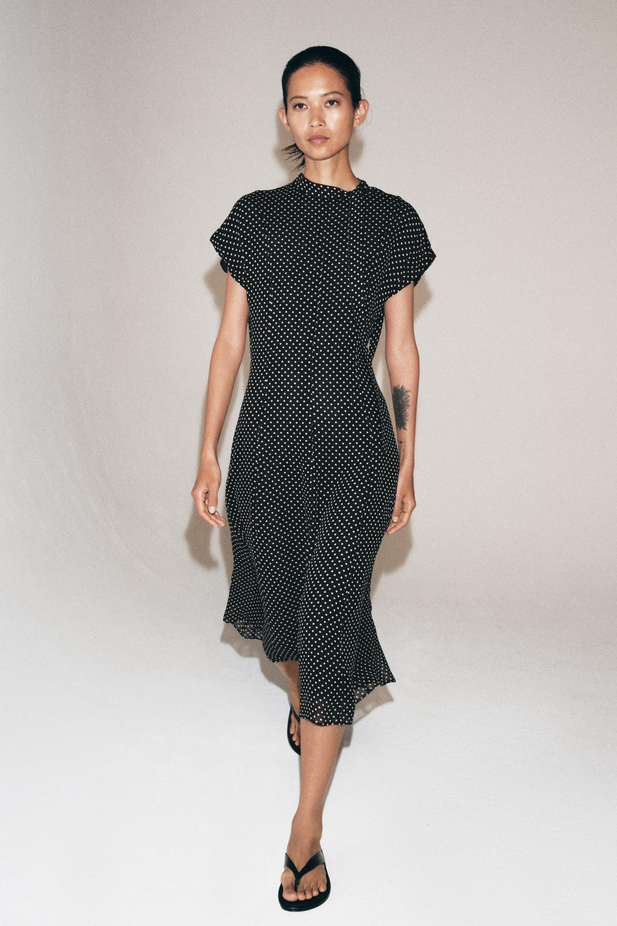 Zw Collection Polka Dot Midi Dress