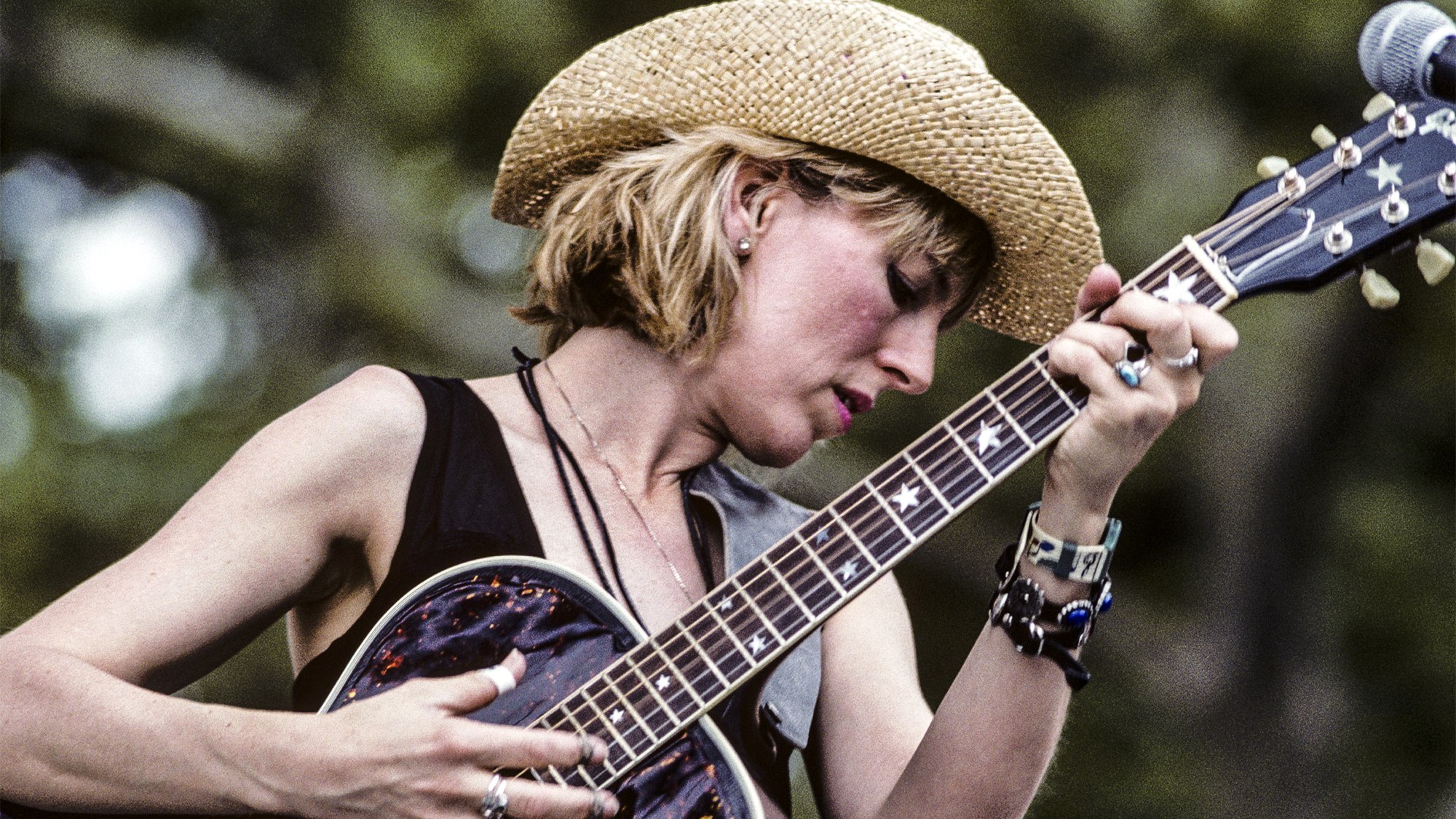 Lucinda Williams performing at Summerstage in Central Park in New York City on June 27, 1992.