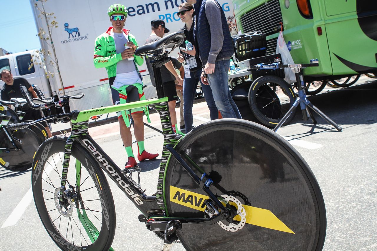 Cannondale's Super Slice also features the new Mavic Comete Pro Carbon SL front wheel