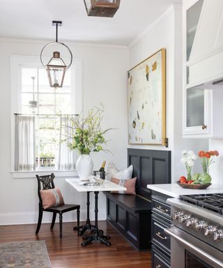 Seating corner in kitchen with small table