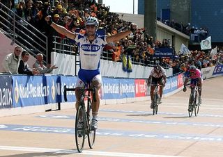 Tom Boonen (Quick Step) celebrates in Roubaix in April