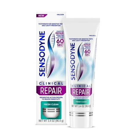 Sensodyne Clinical Repair Fresh Clean Toothpaste for Sensitive Teeth, 3.4 Oz