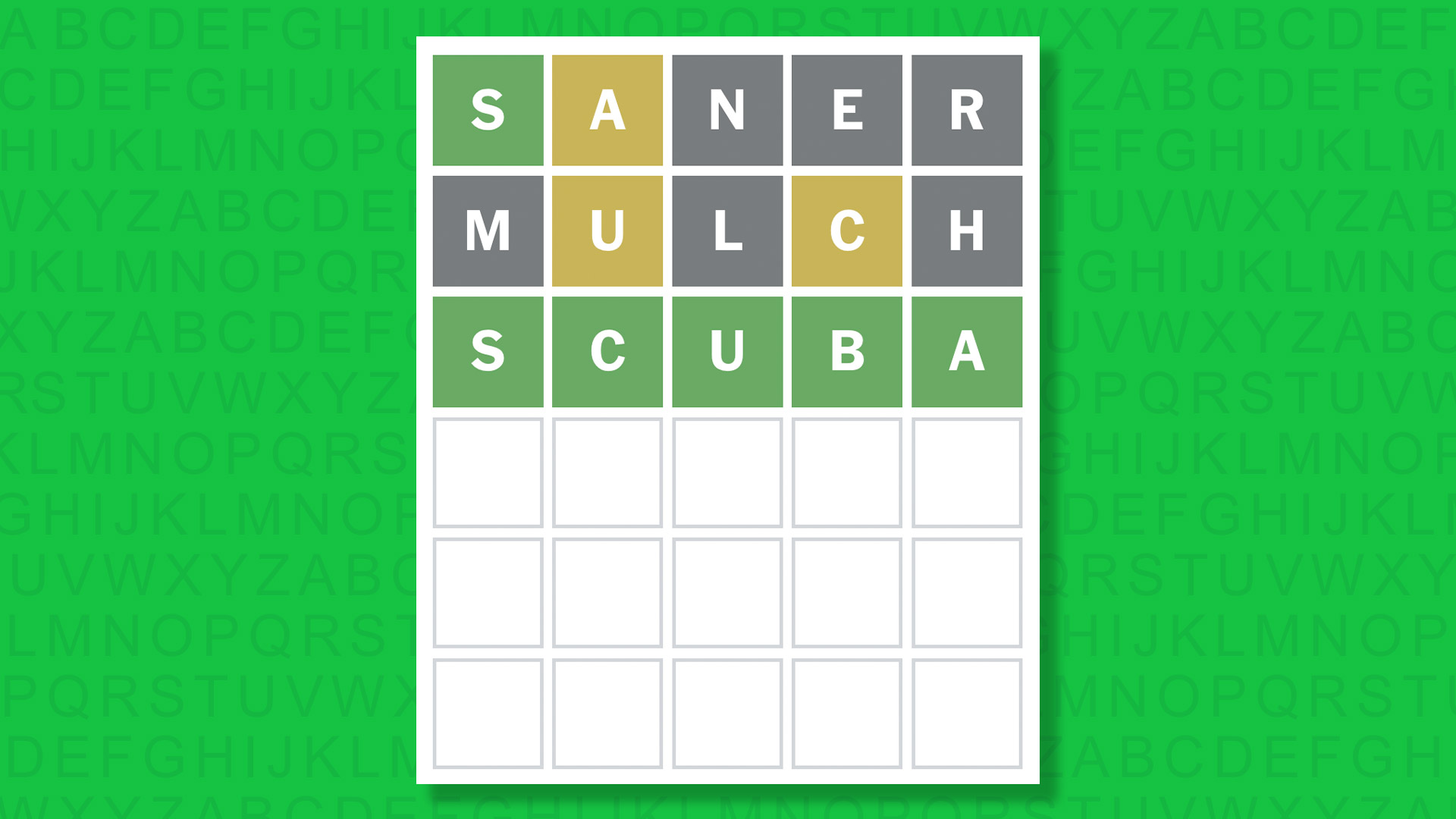 NYT Wordle answer for game 1928 on a green background