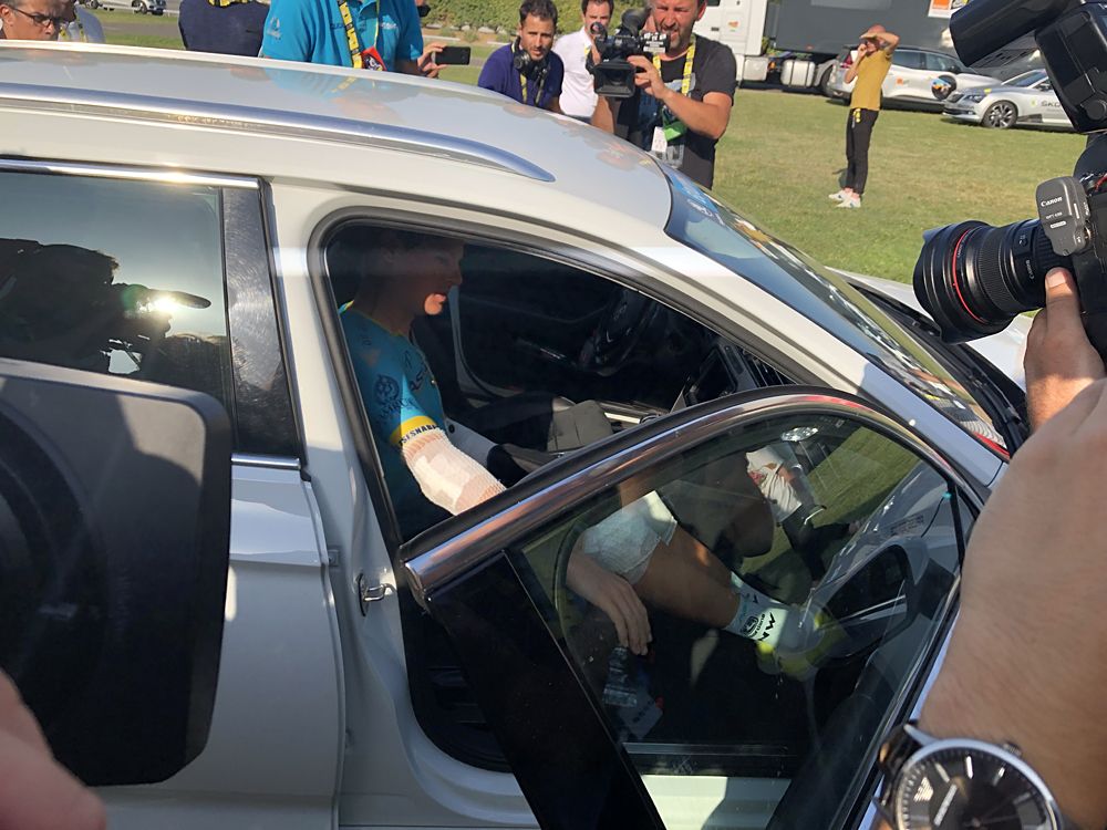 Jakob Fuglsang (Astana) leaves the Tour de France