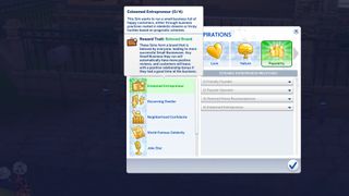 Choosing the Esteemed Entrepreneur aspiration in The Sims 4 Businesses and Hobbies