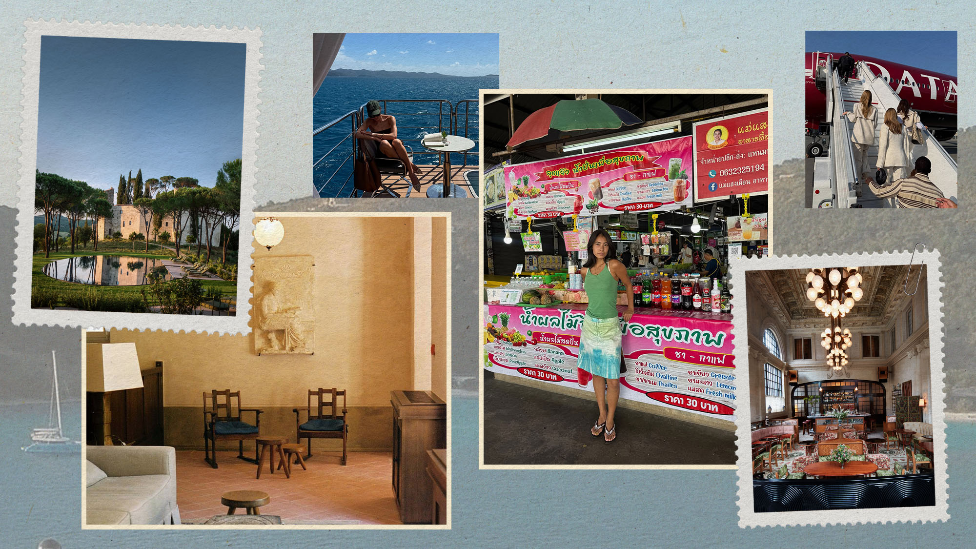 a collage of hotel and influencer imagery featuring the biggest travel trends of 2026