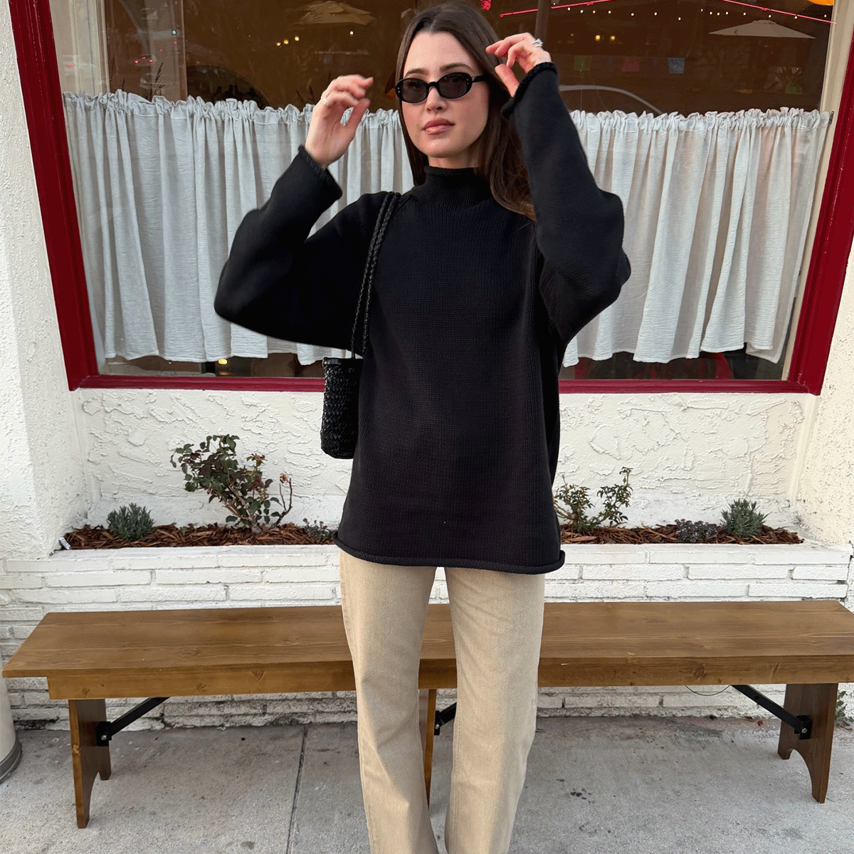 Anna Porte wearing fall basics.