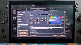 Age of Mythology: Retold settings menu on ROG Ally X.