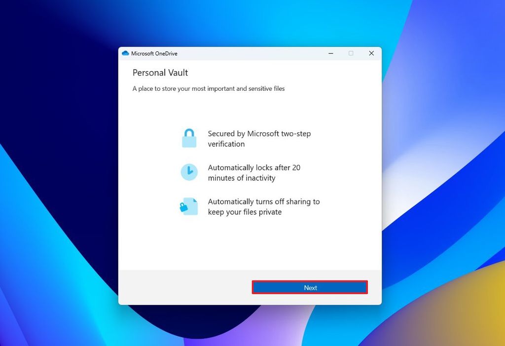 Open Personal Vault feature