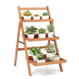 Costway 3-Tier Plant Stand Outdoor Indoor Foldable Flower Racks Display Shelf