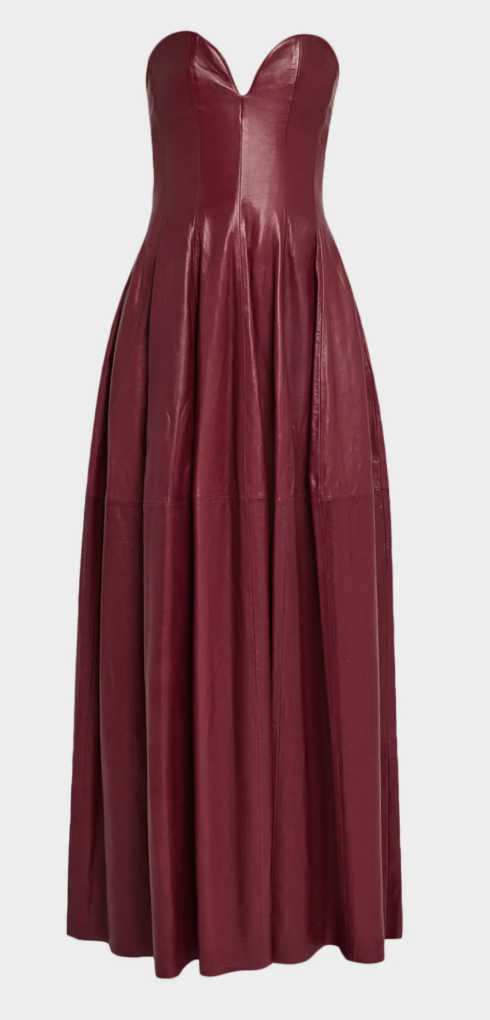 Simkhai, Carrington Strapless Leather Bustier Gown