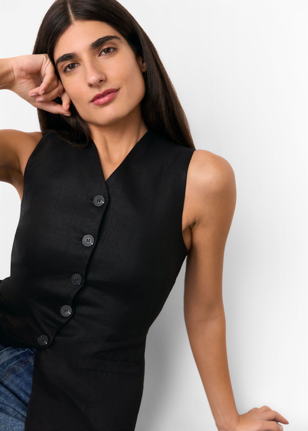 Black Molly Linen Waistcoat