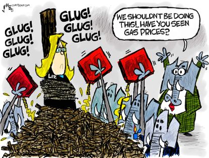 Political Cartoon U.S. gop liz cheney gas prices
