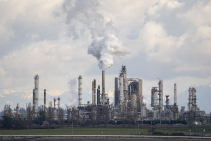 An oil refinery in Washington state. Biden banned Russian oil imports.