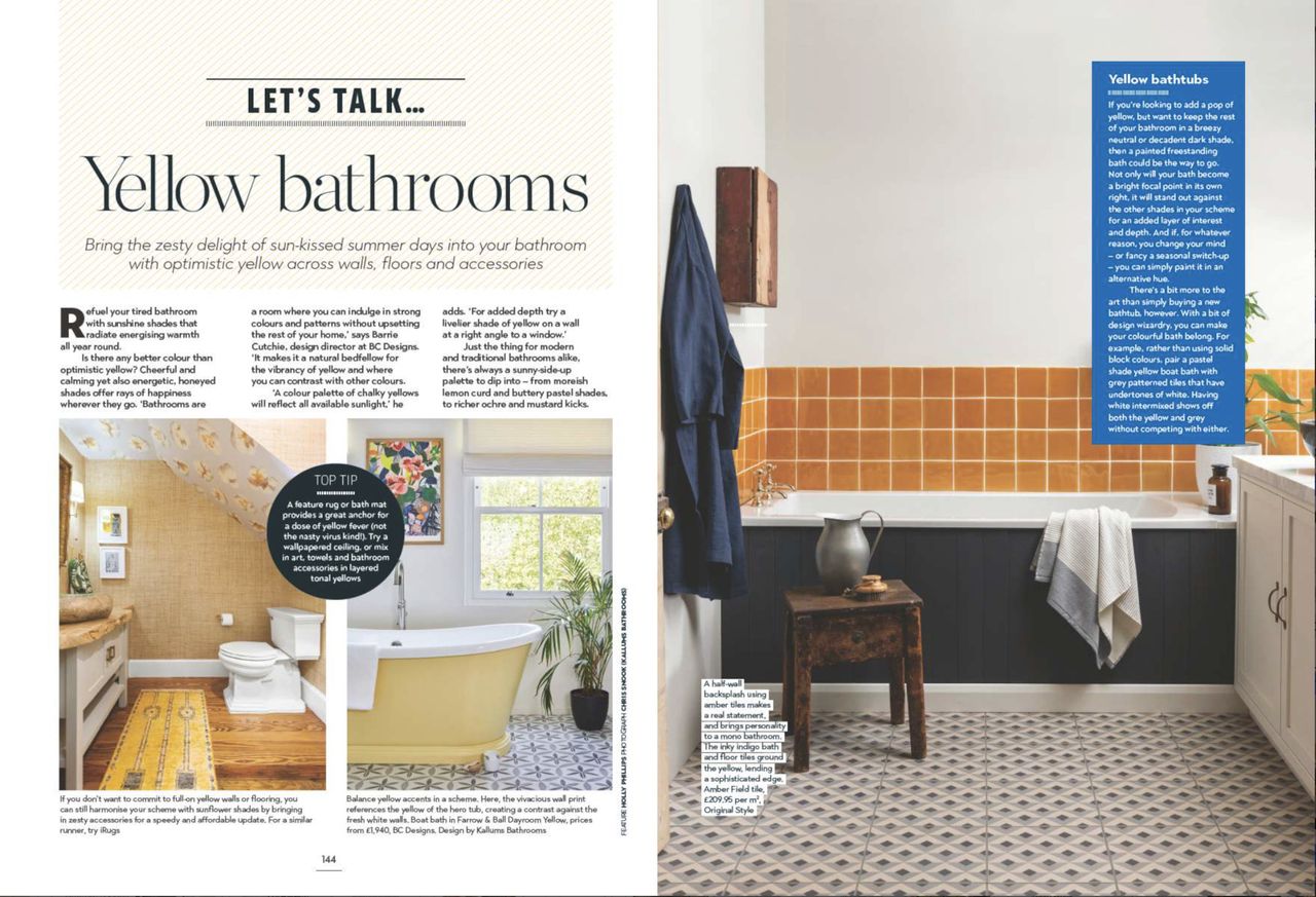 Real Homes magazine August issue yellow bathroom gallery