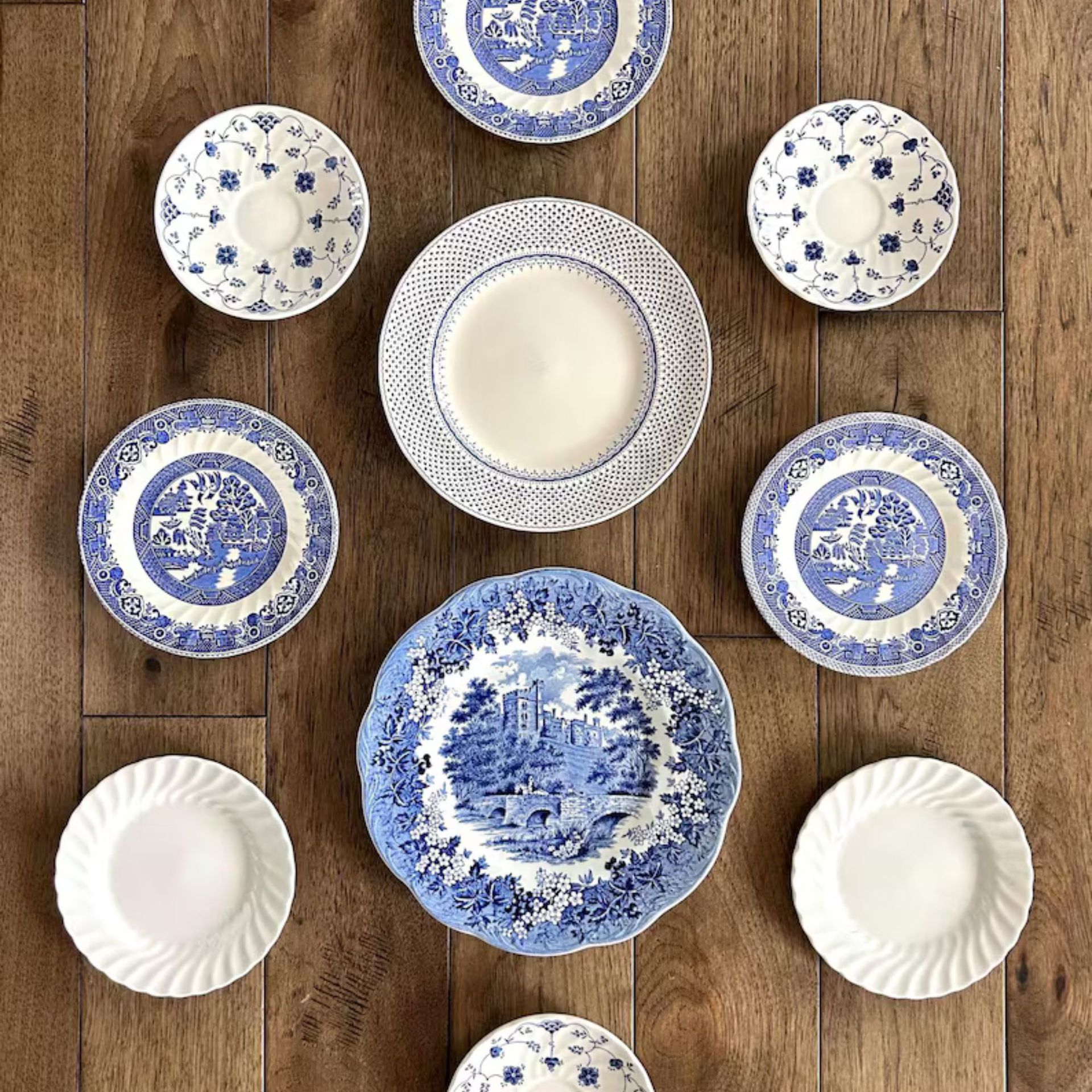 Vintage Blue and White Plates