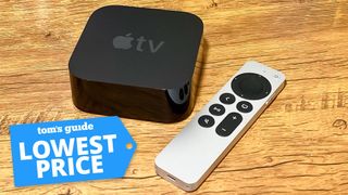 Apple TV streaming device with a Tom's Guide deal tag