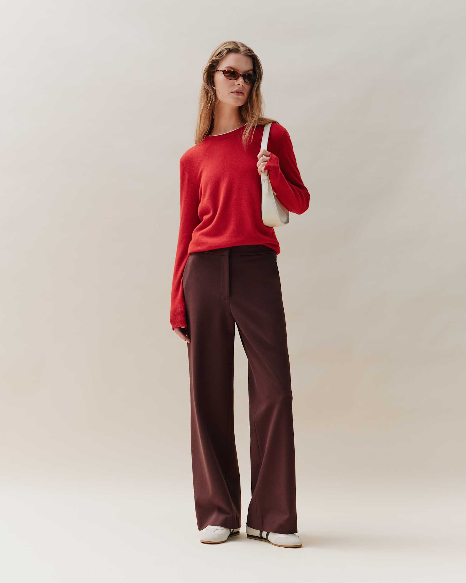 Quince, Mongolian Cashmere Crewneck Sweater in Varsity Red