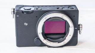 The Sigma fp has a 24.6 megapixel back-illuminated full-frame CMOS sensor and uses L-mount lenses.