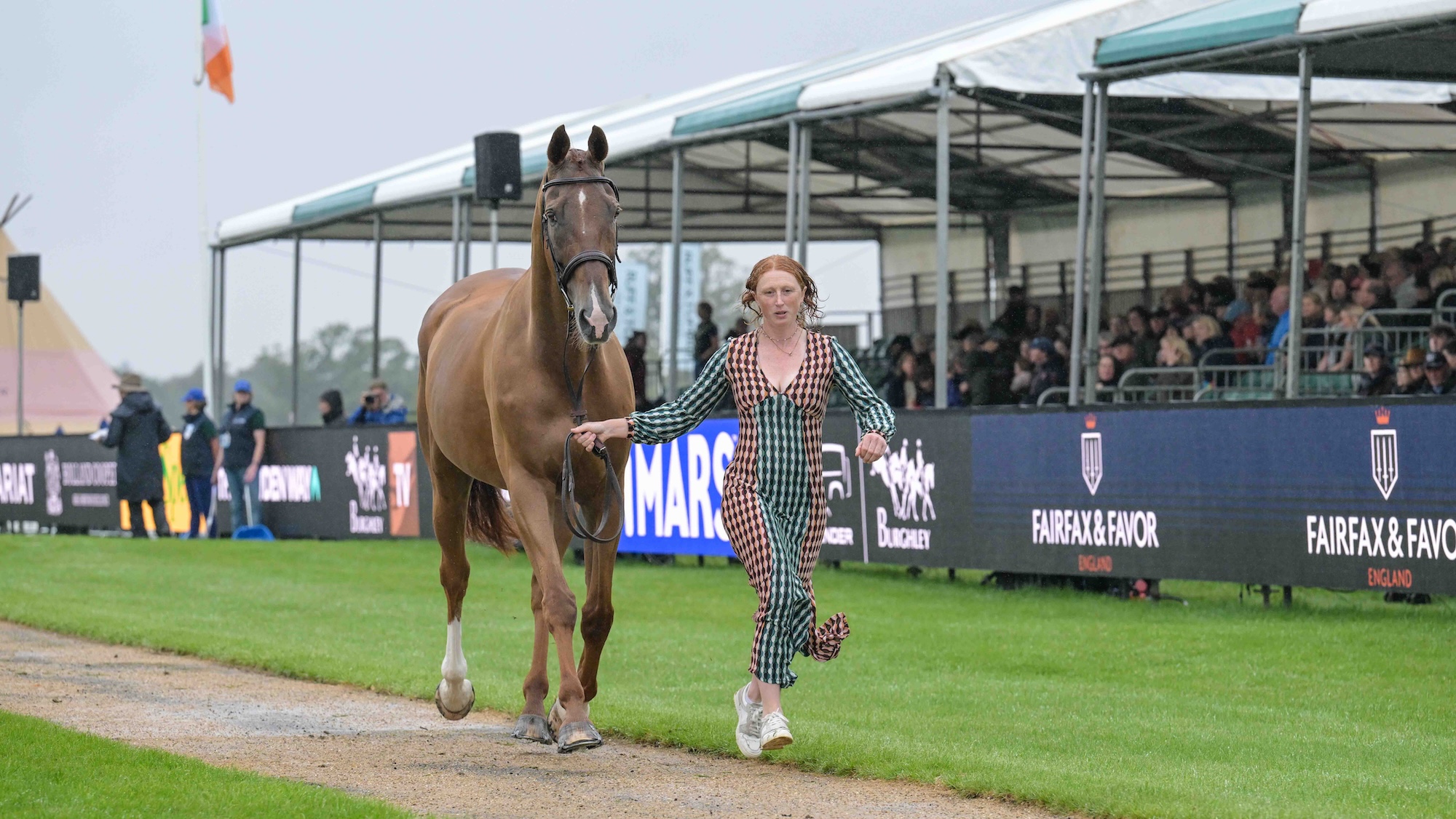 Mary Edmundson (GBR) riding Lionel II in the fist Horse Inspection before the start of the Defender Burghley Horse Trials, in the park land surrounding Burghley House near Stamford in Lincolnshire in the UK between 2nd - 6th September 2026