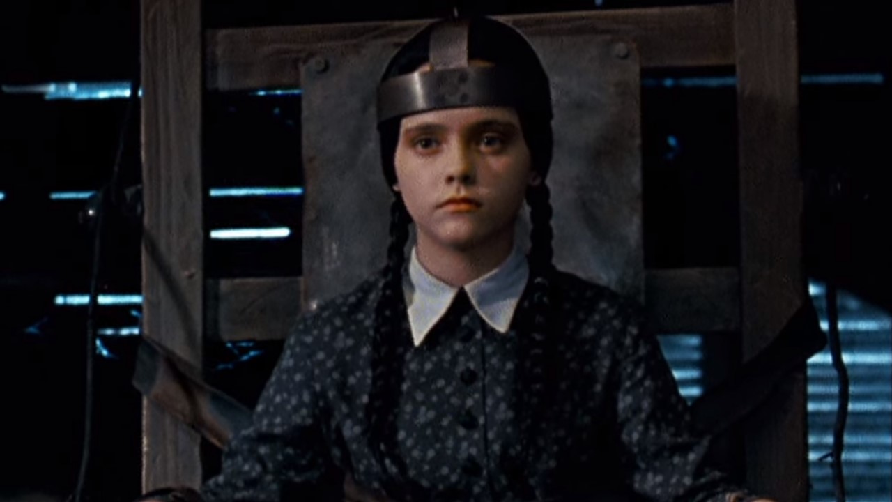 Wednesday Addams in the electric chair in Addams Family Values