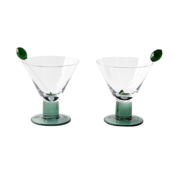 Glass Olive Martini Glasses Set of Two | Oliver Bonas
