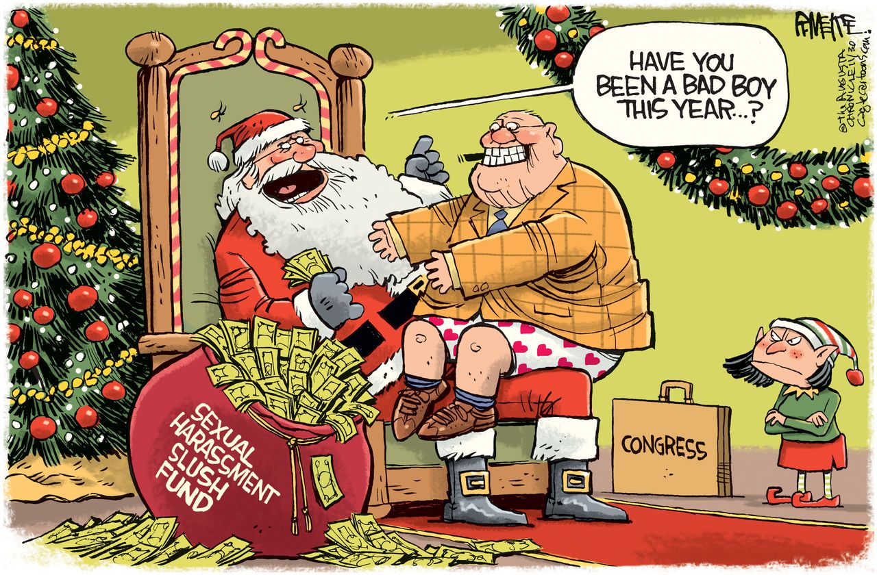 Political cartoon U.S. Christmas sexual harassment Congress