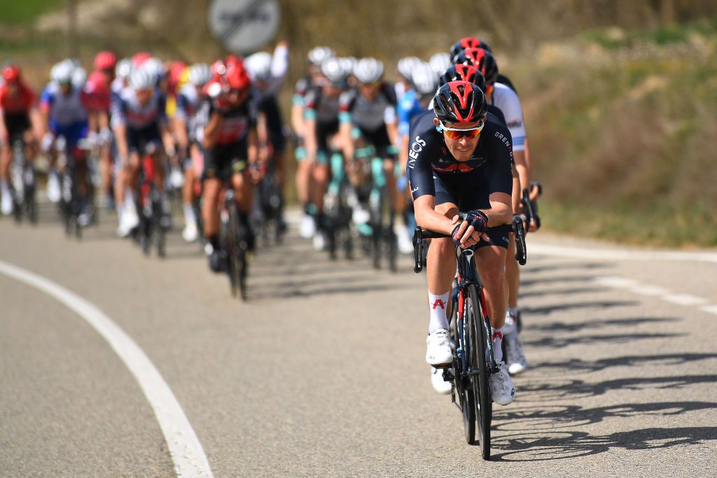 MANRESA SPAIN MARCH 26 Luke Rowe of United Kingdom and Team INEOS Grenadiers during the 100th Volta Ciclista a Catalunya 2021 Stage 5 a 2015km stage from La Pobla De Segur to Manresa 220m VoltaCatalunya100 on March 26 2021 in Manresa Spain Photo by David RamosGetty Images