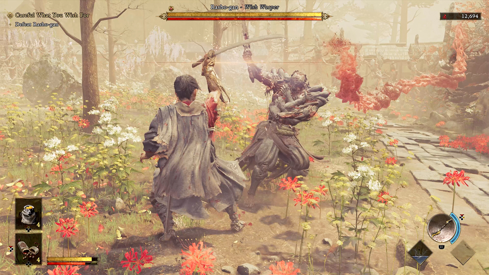 Screens from a horror samurai game