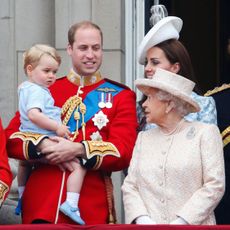 london, united kingdom june 13 embargoed for publication in uk newspapers until 48 hours after create date and time prince william, duke of cambridge, prince george of cambridge, catherine, duchess of cambridge and queen elizabeth ii stand on the balcony of buckingham palace during trooping the colour on june 13, 2015 in london, england the ceremony is queen elizabeth ii's annual birthday parade and dates back to the time of charles ii in the 17th century, when the colours of a regiment were used as a rallying point in battle photo by max mumbyindigogetty images