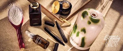 Best new beauty products September 2024 including Neom room diffuser, Victoria Beckham Beauty concealer, Lancaster face cream, Jo Malone London Hinoki & Cedarwood perfume, Susanne Kaufmann Ectoin serum and La Bonne Brosse hairbrush