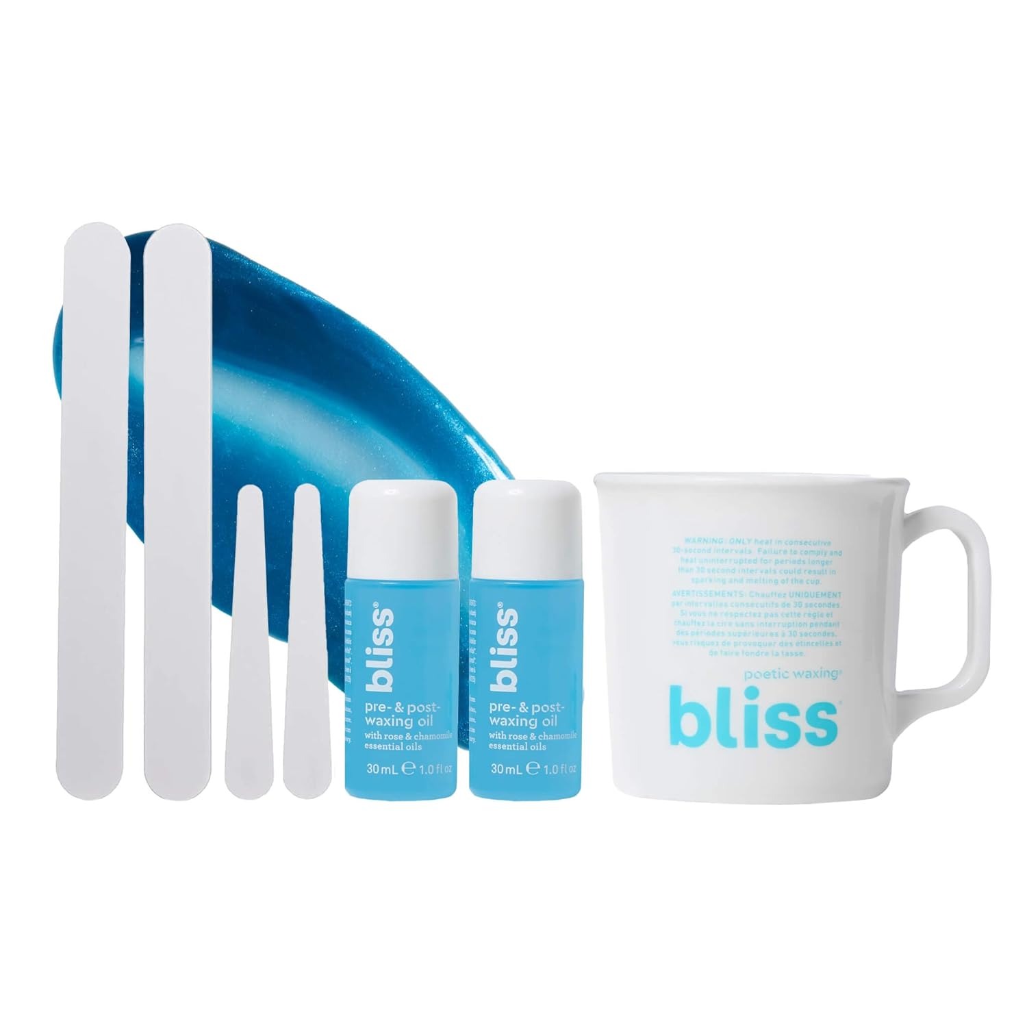 Bliss, Bliss Poetic Waxing at Home Wax Kit - 5.3 Fl Oz - Microwavable Stripless Wax Hair Removal Kit - Fragrance Free - Safe for All Skin Types - 6 Pc Set