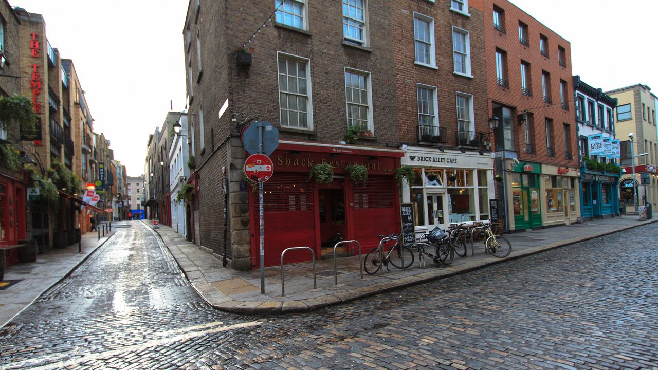 Bikes parked outside a pub in Dublin