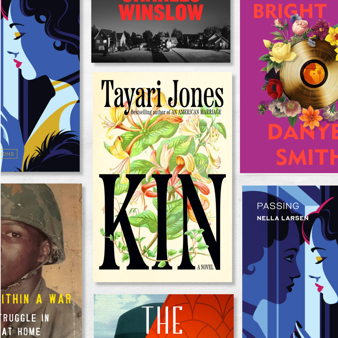 a collage of book covers of the best books to buy and read over juneteenth weekend incluing kin the great mann passing and more