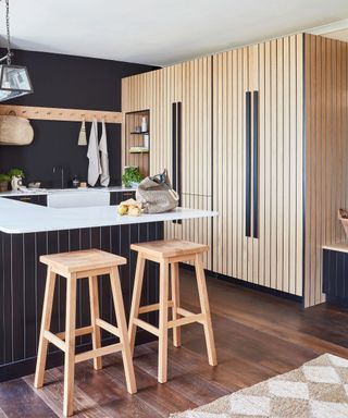 Black and wooden kitchen