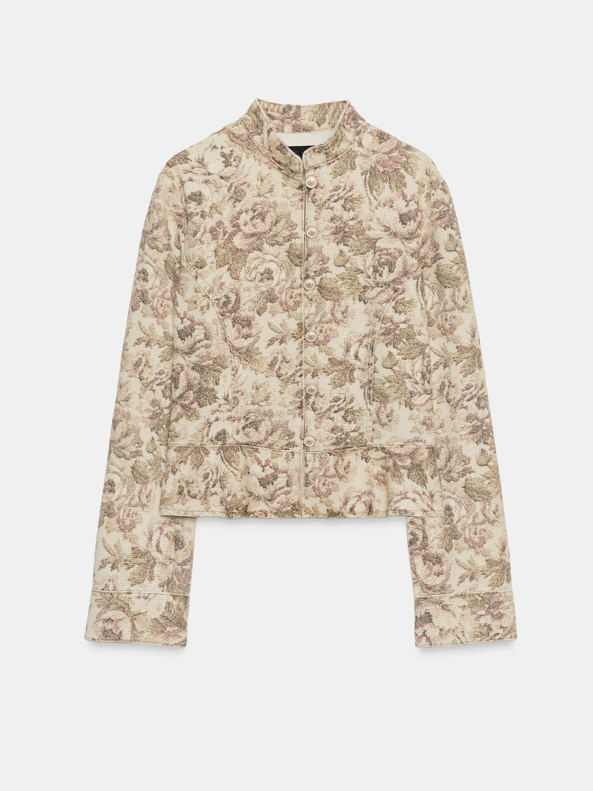 ZARA, Floral Print Denim Jacket