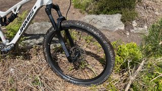 Jamis Dakar suspension fork and WTB tire detail