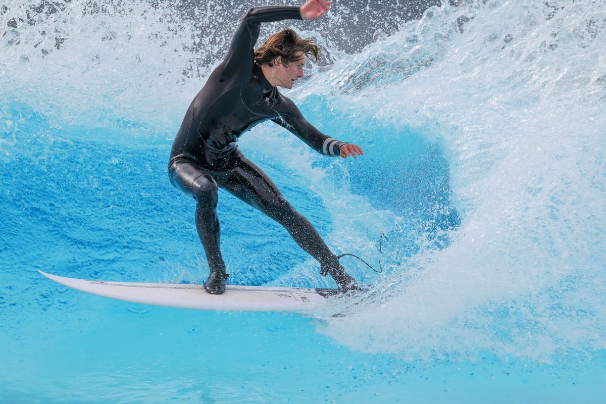 An image of a surfer at a wave park