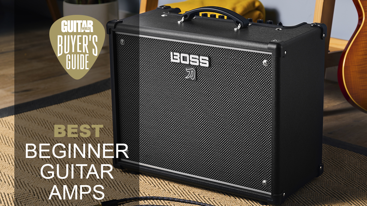 Boss Katana Gen 3 amp on a rug with a sunburst finish guitar behind it