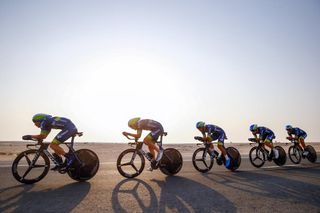 Orica-BikeExchange in the Elite Mens TTT of the 2016 World Road Championships