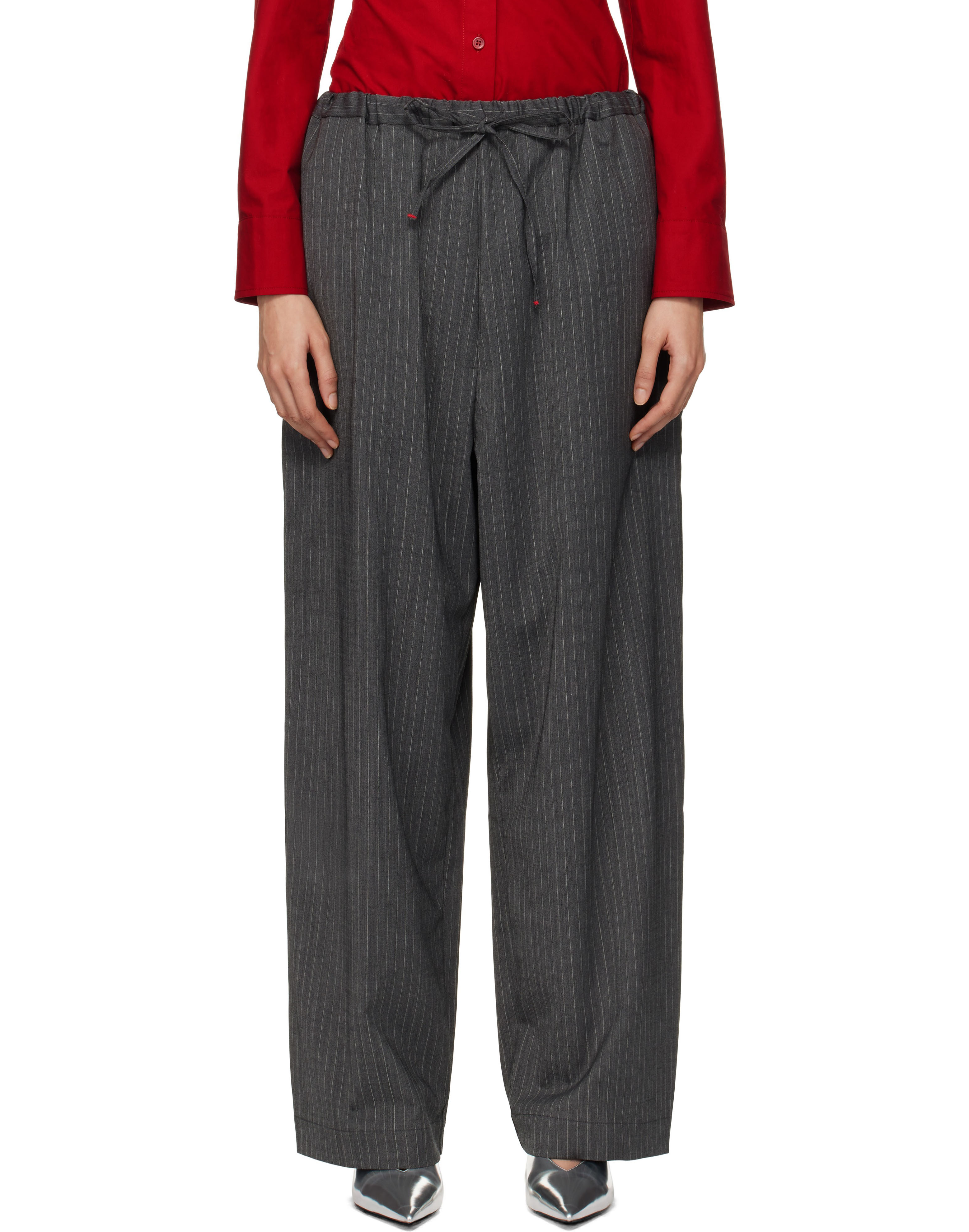Cordera, Gray Classic Striped Trousers