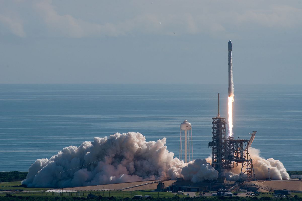 A SpaceX Falcon 9 rocket launches the U.S. Air Force&#039;s X-37B space plane into orbit from NASA&#039;s Pad 39A at the Kennedy Space Center in Cape Canaveral, Florida on Sept. 7, 2017.