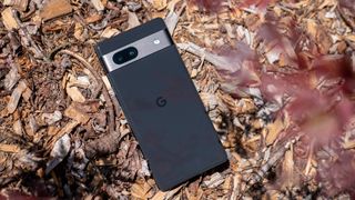 The back of the Charcoal Google Pixel 7a