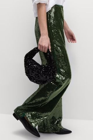 M&S Sequin Wide-Leg Trousers